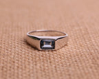 Emerald Cut Blue Topaz Mens Wedding Band,  Anniversary Gift For Him
