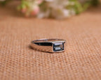 Emerald Cut Blue Topaz Mens Wedding Band,  Anniversary Gift For Him