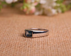 Emerald Cut Blue Topaz Mens Wedding Band,  Anniversary Gift For Him