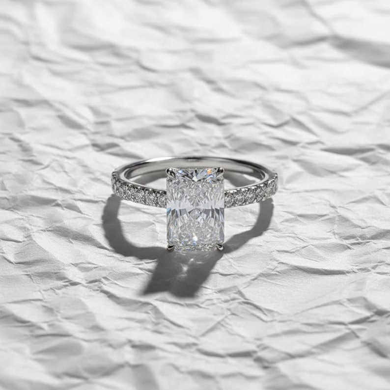 2.00 CT Emerald Cut Lab Grown Diamond Ring, Wedding Ring for Women Anniversary Gift