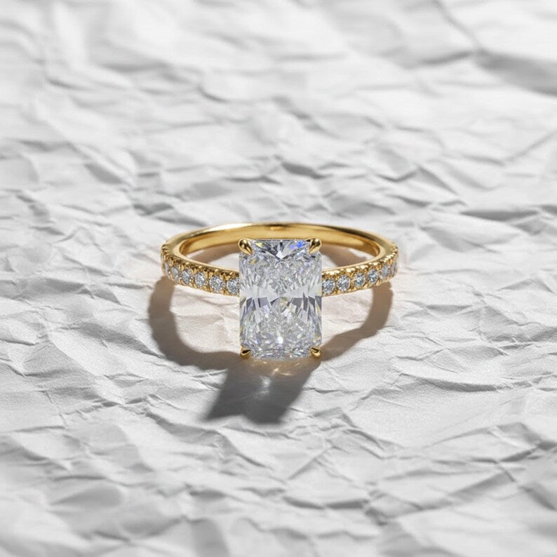 2.00 CT Emerald Cut Lab Grown Diamond Ring, Wedding Ring for Women Anniversary Gift