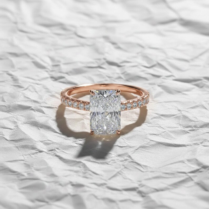 2.00 CT Emerald Cut Lab Grown Diamond Ring, Wedding Ring for Women Anniversary Gift