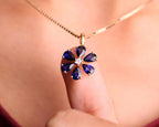 14K Gold Blue Sapphire Pendant Necklace, September Birthstone Jewelry