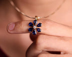 14K Gold Blue Sapphire Pendant Necklace, September Birthstone Jewelry