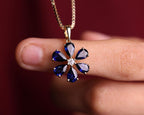 14K Gold Blue Sapphire Pendant Necklace, September Birthstone Jewelry