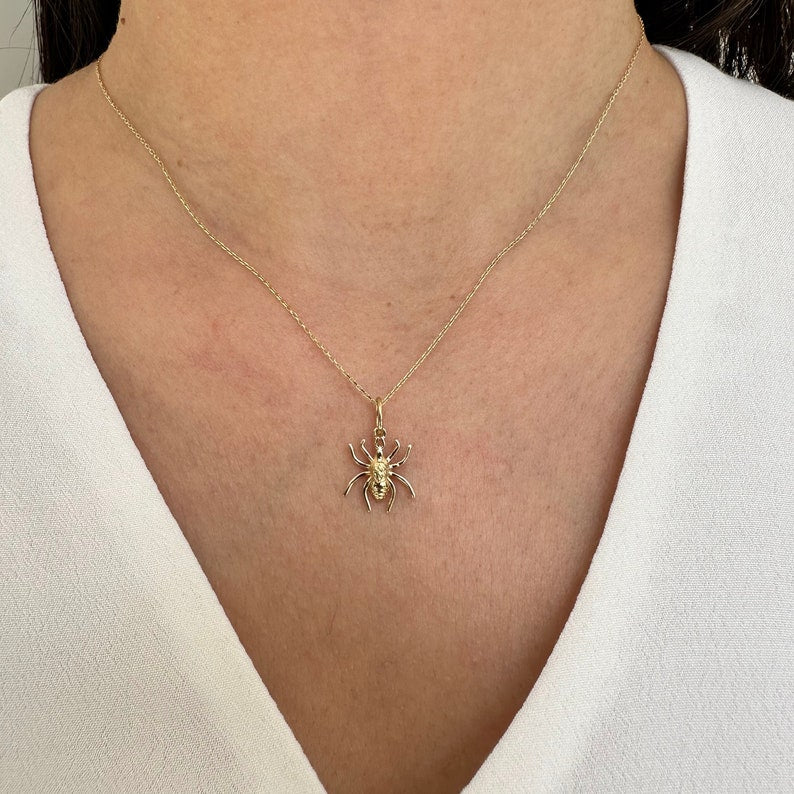 14K Gold Spider Tarantula Necklace Halloween Jewlery