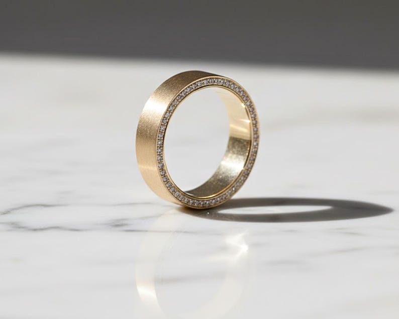 14K Gold Round Lab Grown Diamond Men's Wedding Band, Perfect Ring for Him