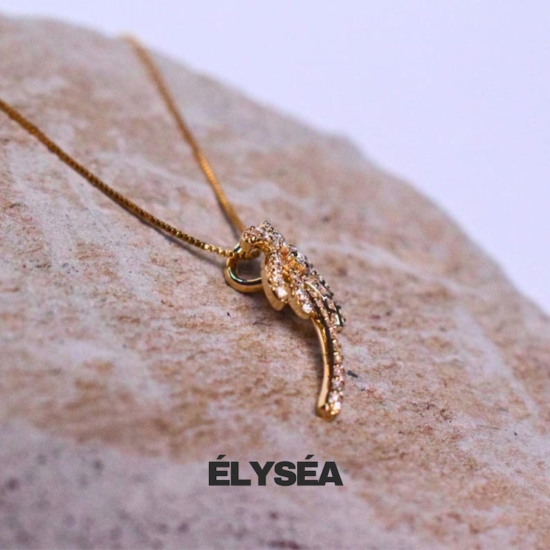 14K Solid Gold Diamond Palm Tree Pendant Necklace