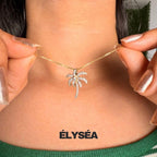 14K Solid Gold Diamond Palm Tree Pendant Necklace