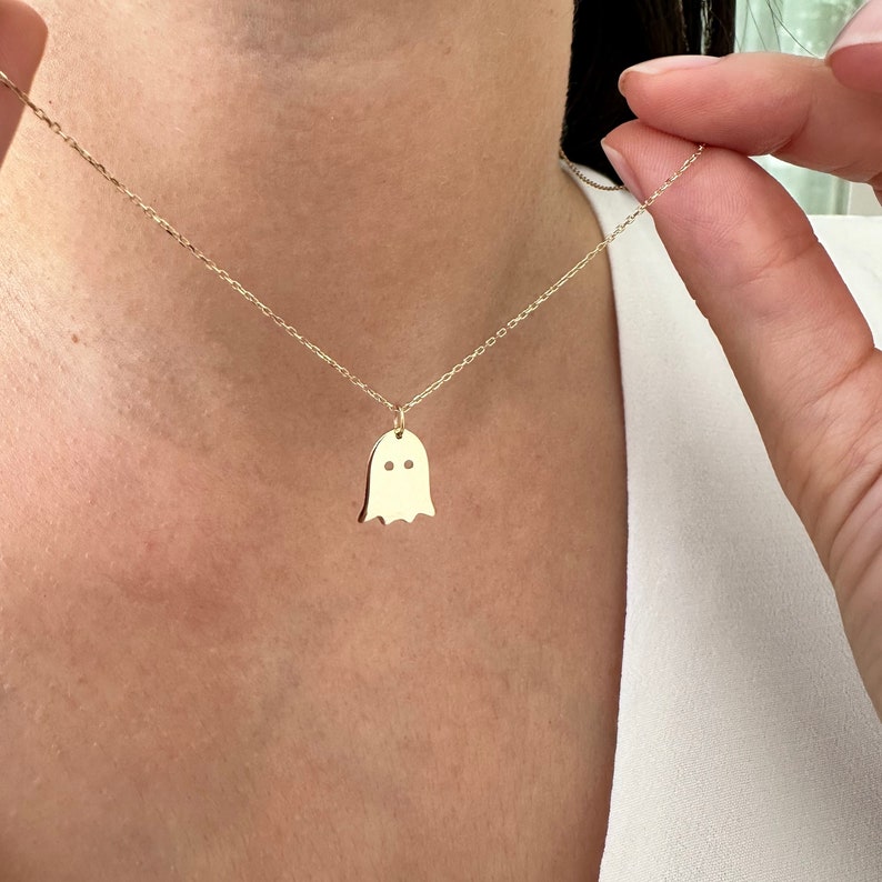 14K Gold Ghost Halloween Necklace