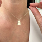14K Gold Ghost Halloween Necklace