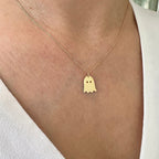 14K Gold Ghost Halloween Necklace