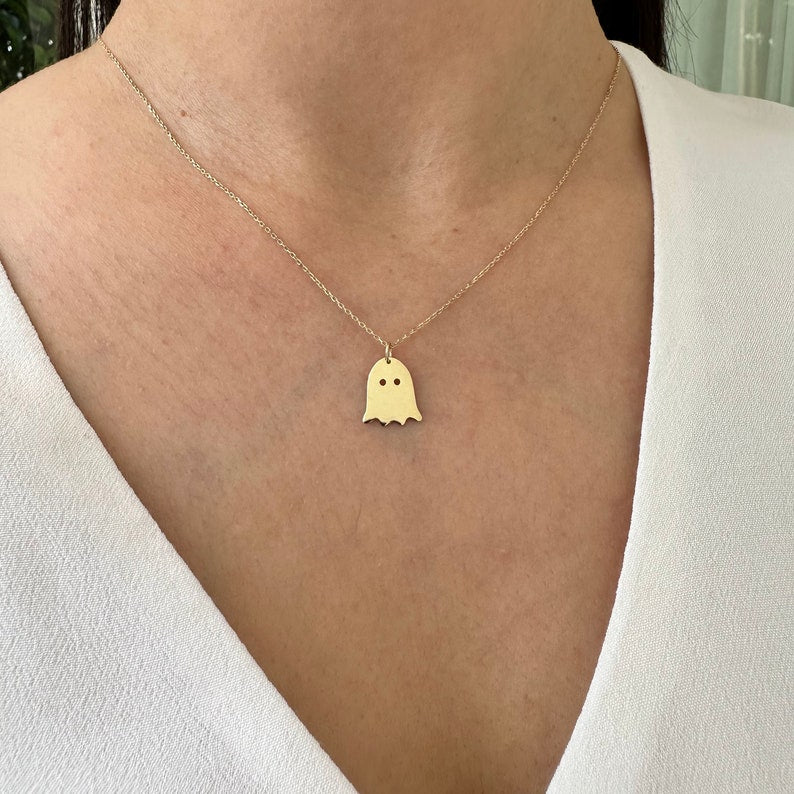 14K Gold Ghost Halloween Necklace