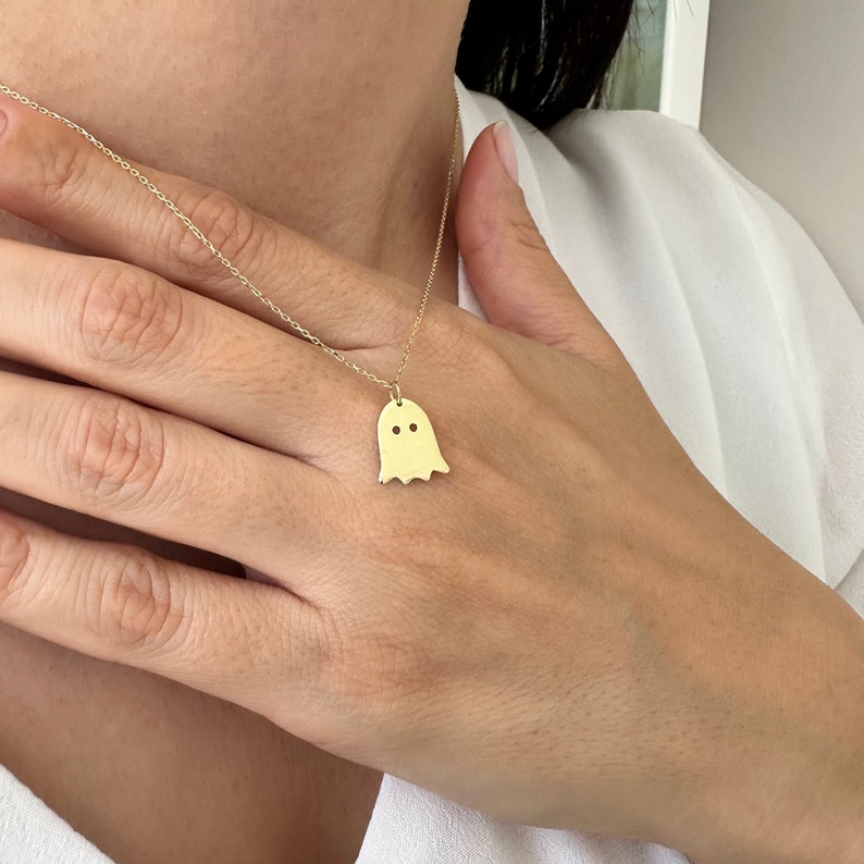 14K Gold Ghost Halloween Necklace