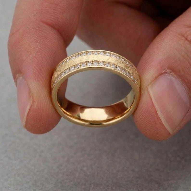 Men's Diamond Wedding Band, Matte Finish/Channel Setting Band, Birthday and Anniversary Gifts for Him