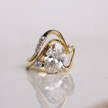 Oval Diamond Engagement Ring with Flush Fit Band, 14K Solid Gold Matching Ring Set