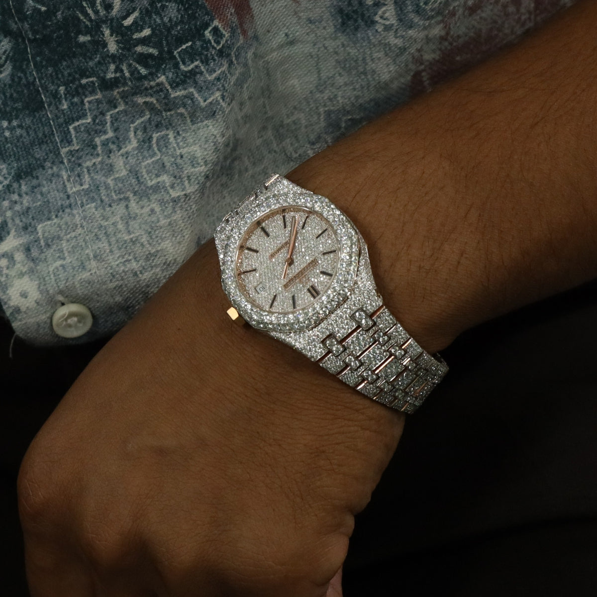 Fully Iced Out Two Tone Moissanite Luxury Watch for Men