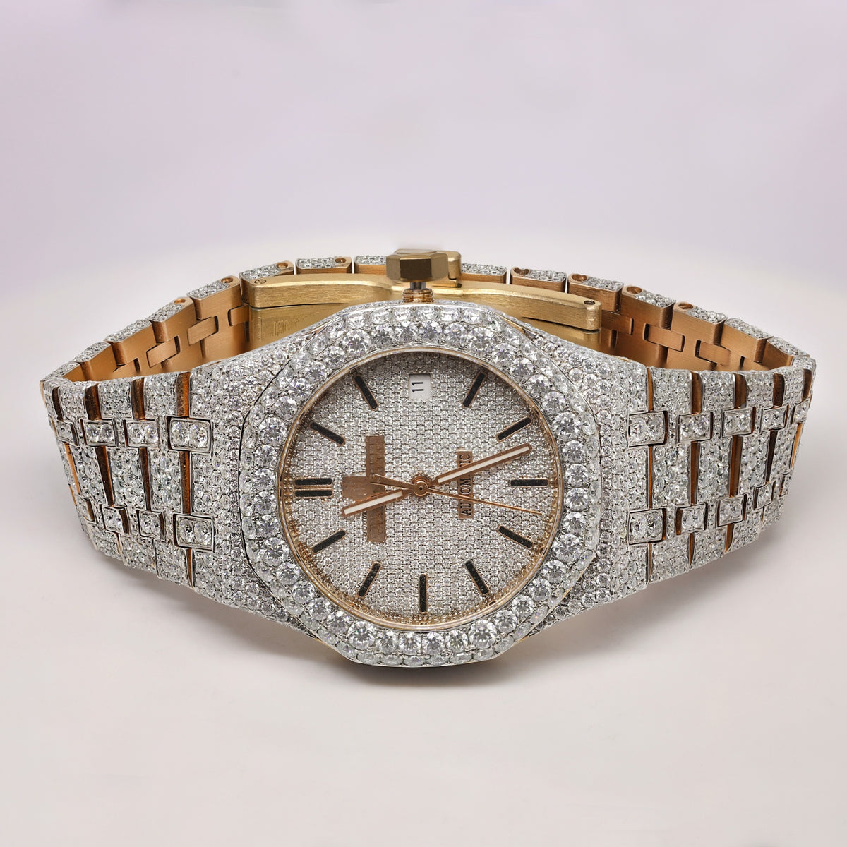Fully Iced Out Two Tone Moissanite Luxury Watch for Men