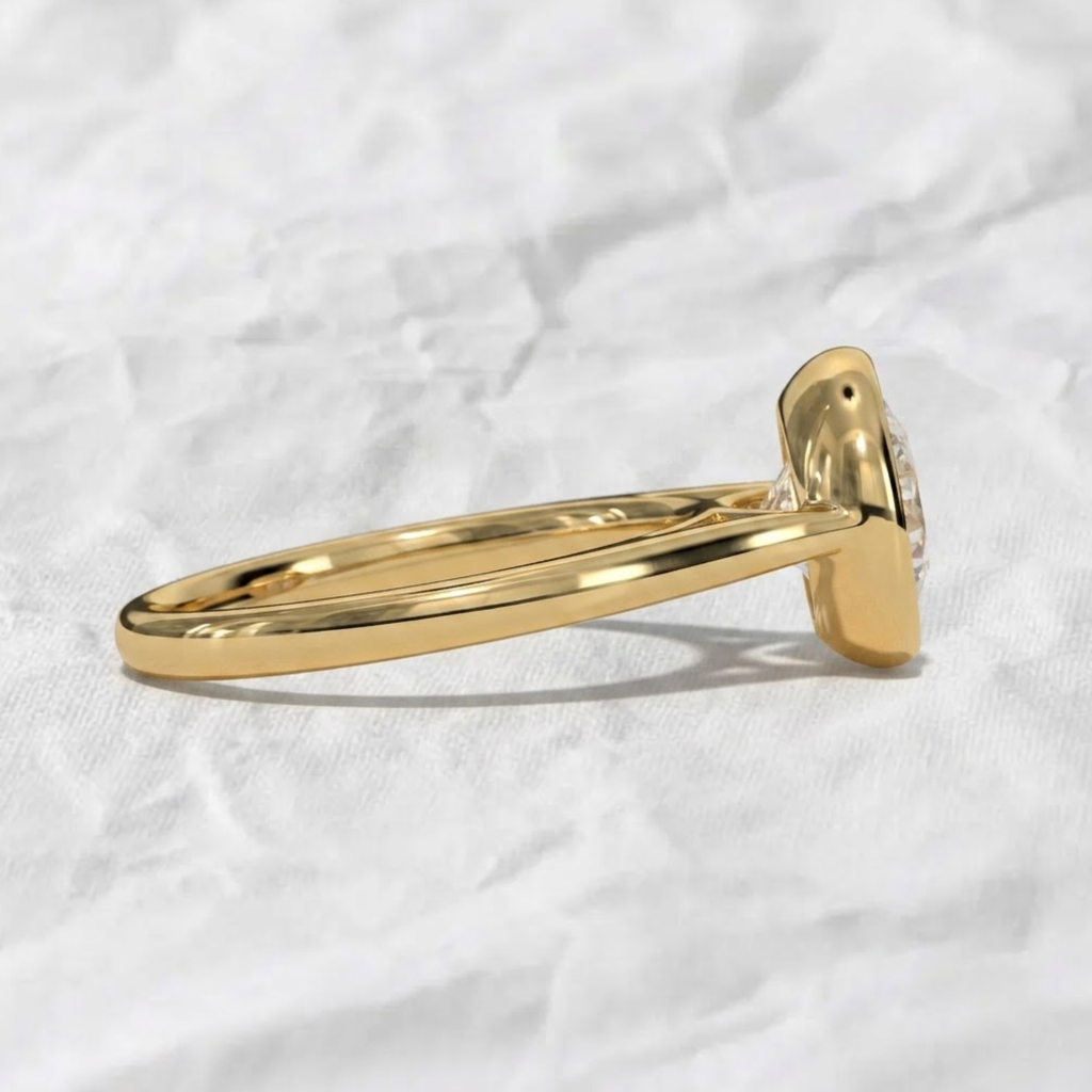 14K Gold Lab Grown Diamond Engagement Ring With Bezel Set