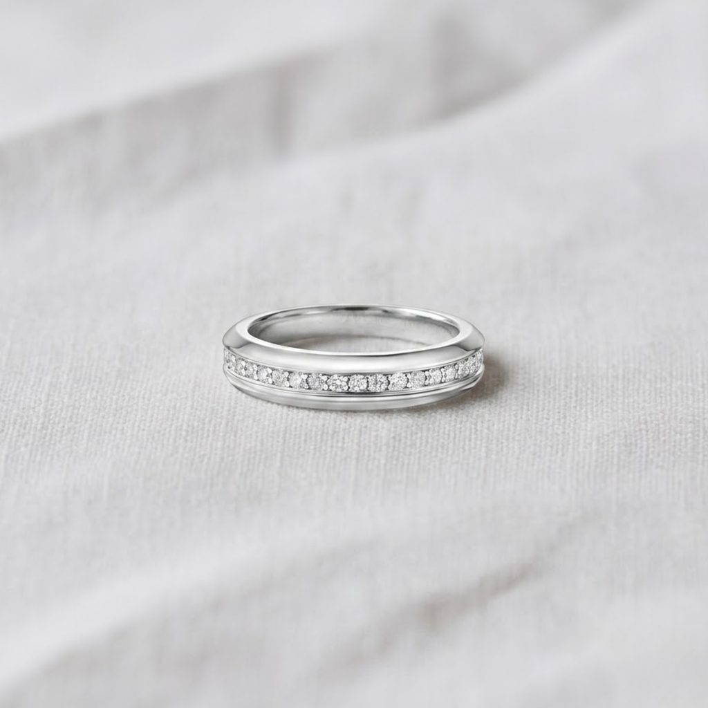 14K Gold Round Cut Lab Grown Diamond Men's Wedding Band Ring