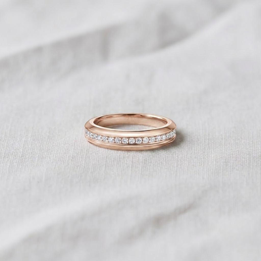 14K Gold Round Cut Lab Grown Diamond Men's Wedding Band Ring