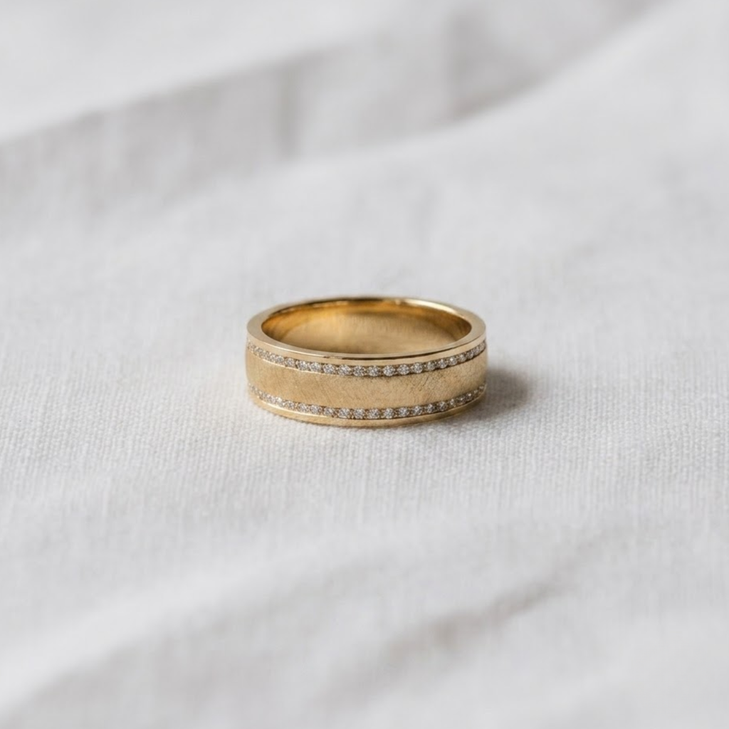 Men's Diamond Wedding Band, Matte Finish/Channel Setting Band, Birthday and Anniversary Gifts for Him