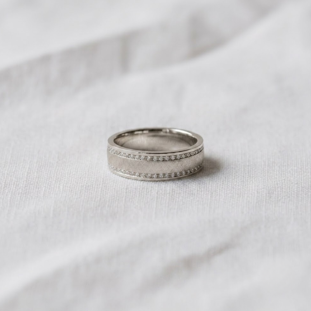 Men's Diamond Wedding Band, Matte Finish/Channel Setting Band, Birthday and Anniversary Gifts for Him