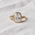 2 Carat Elongated Cushion Lab Created Diamond Bezel Set Engagement Ring