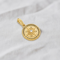 14K Solid Gold Compass Medallion Pendant, Lab Grown Diamond Nautical Directional Jewelry, Gift for Him