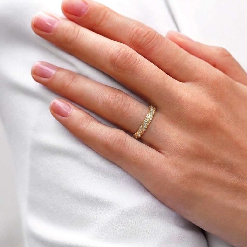 Twisted Lab Grown Diamond Wedding Band