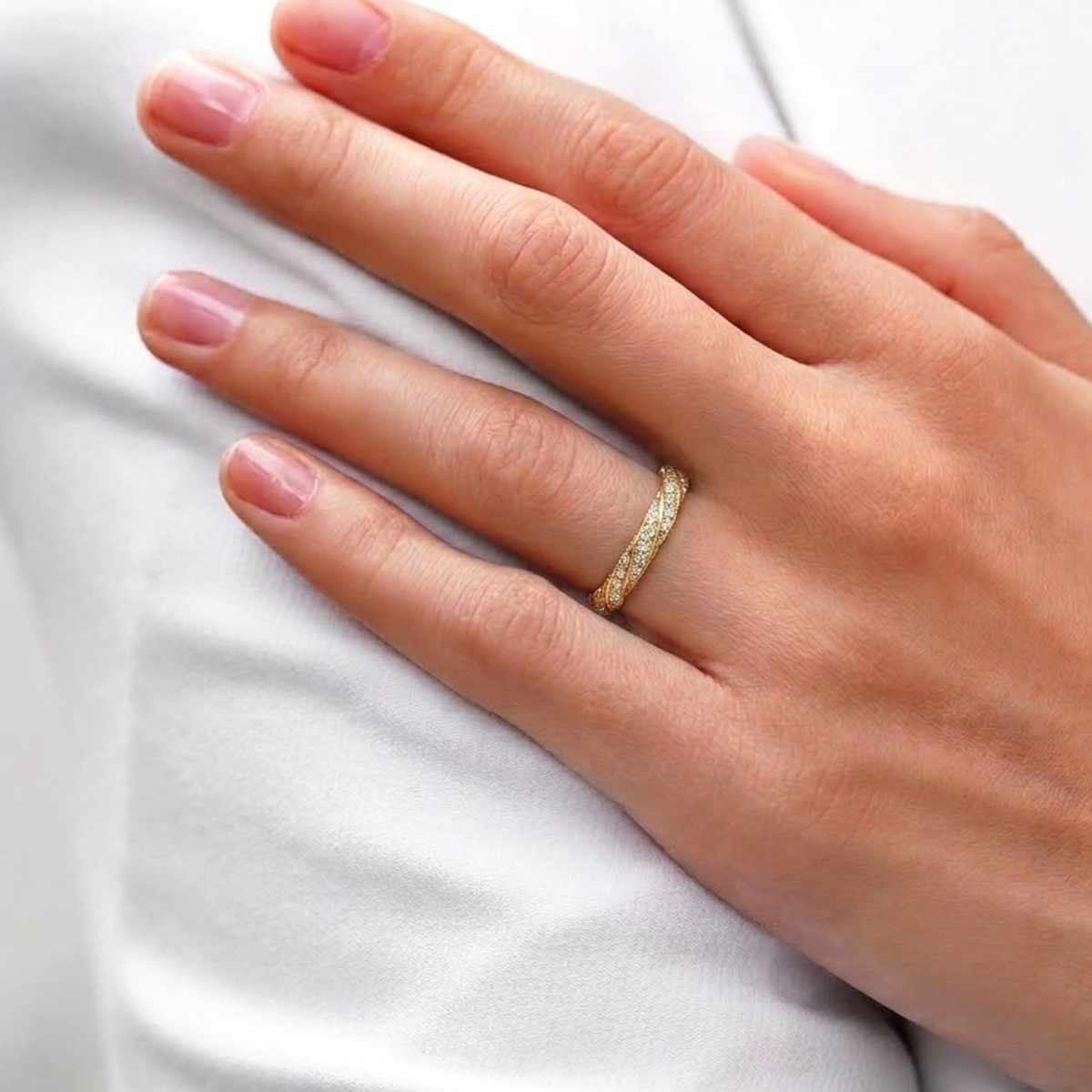 Twisted Lab Grown Diamond Wedding Band
