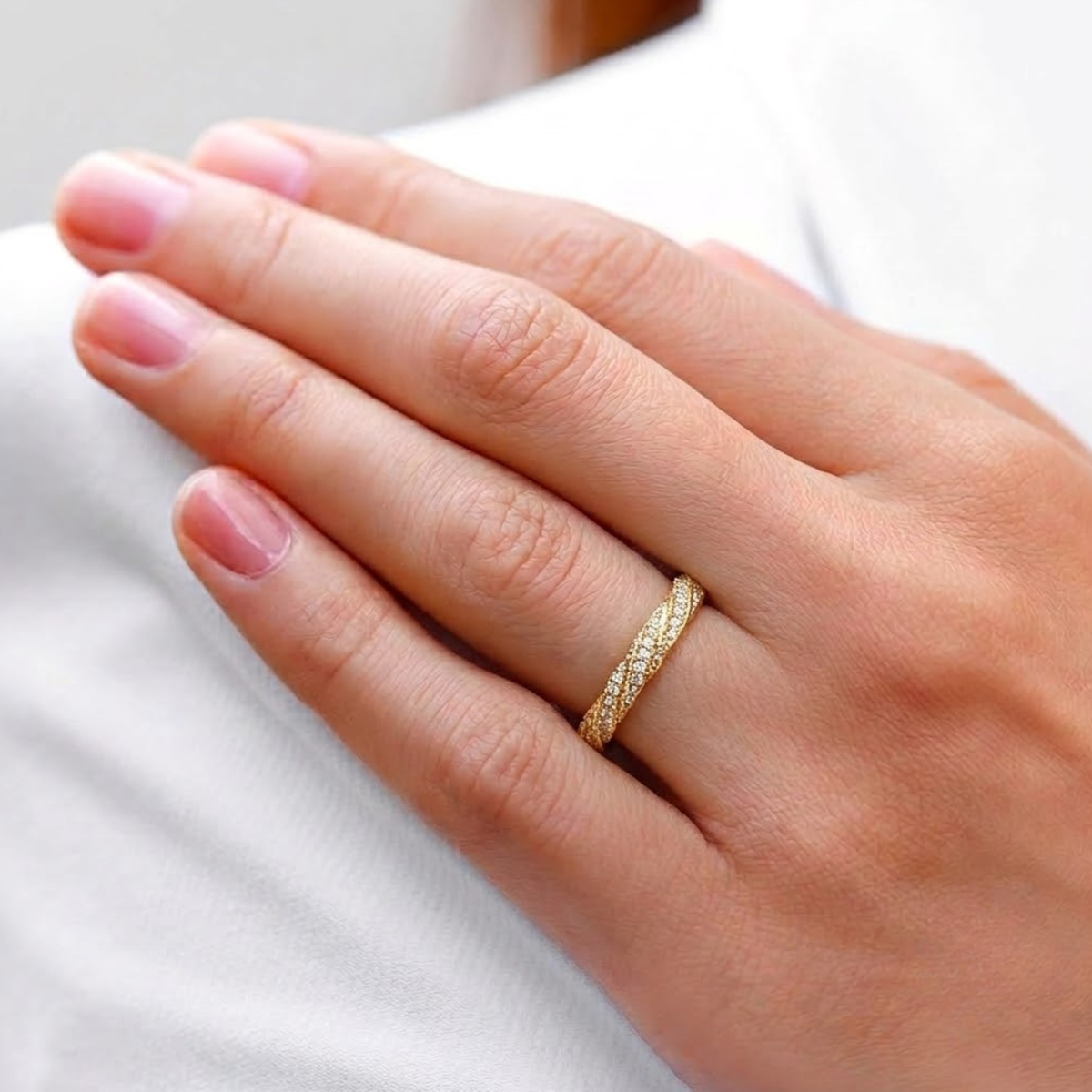 Twisted Lab Grown Diamond Wedding Band