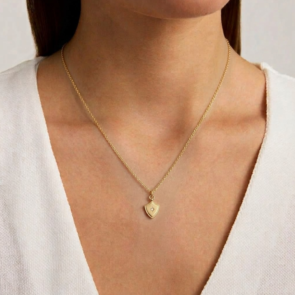 Star Set Shield Lab Grown Diamond Charm Pendant