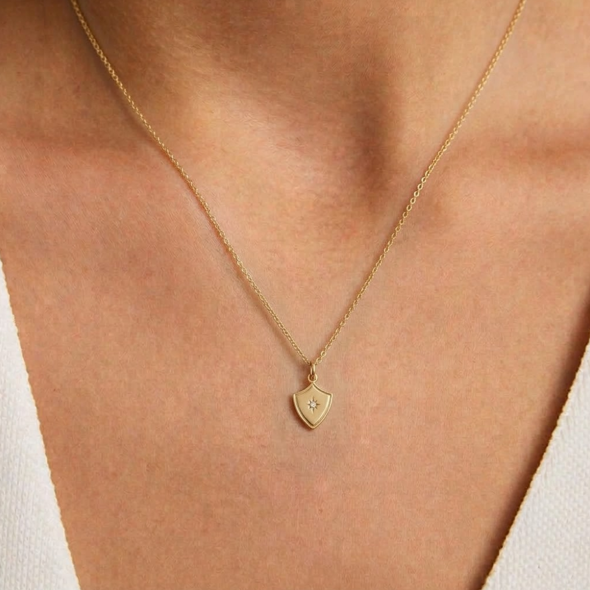 Star Set Shield Lab Grown Diamond Charm Pendant
