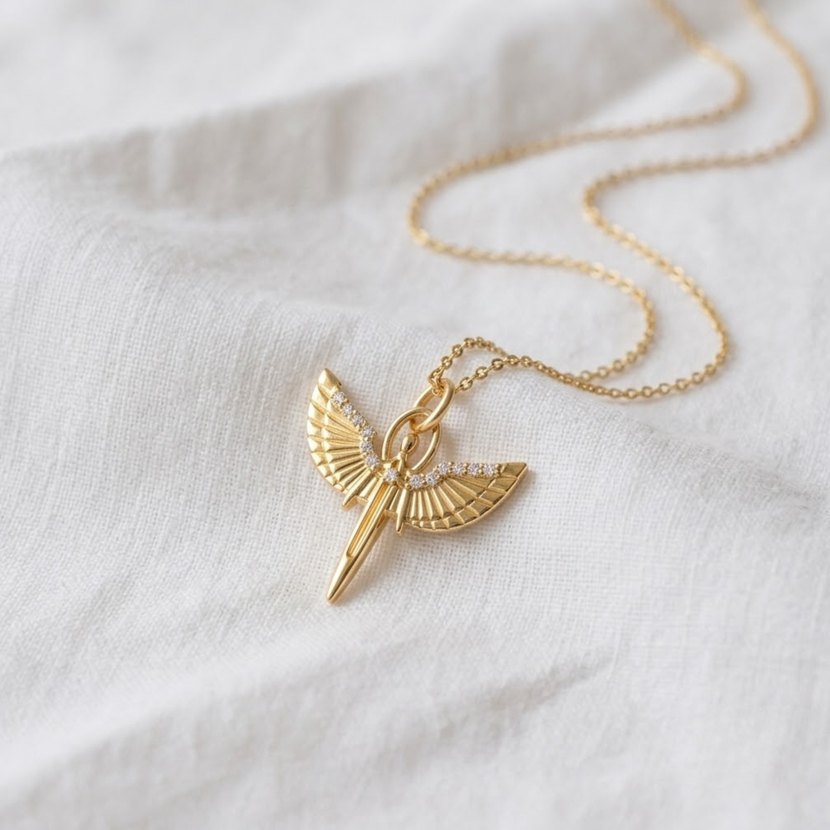 14K Solid Gold Diamond St. Michael Necklace