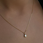 Pear Lab Grown Half Bezel Pendant Necklace