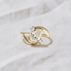 Pear Shape Three Stone Bypass Engagement Ring