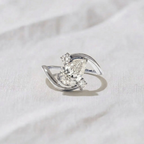 Pear Shape Three Stone Bypass Engagement Ring