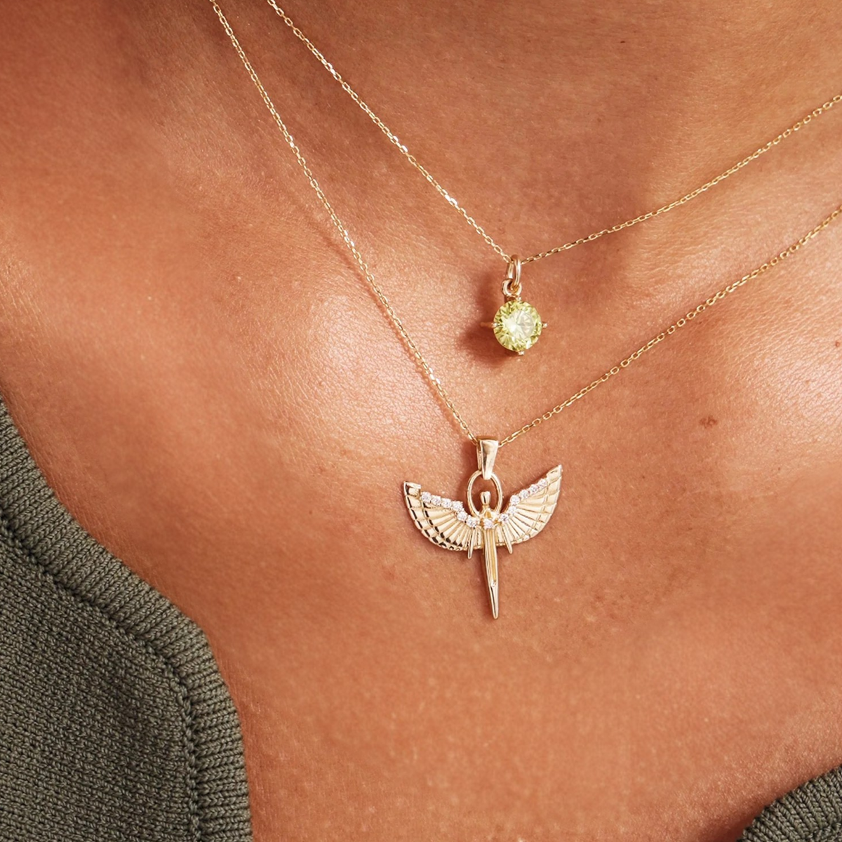 14K Solid Gold Diamond St. Michael Necklace