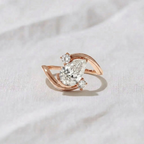 Pear Shape Three Stone Bypass Engagement Ring