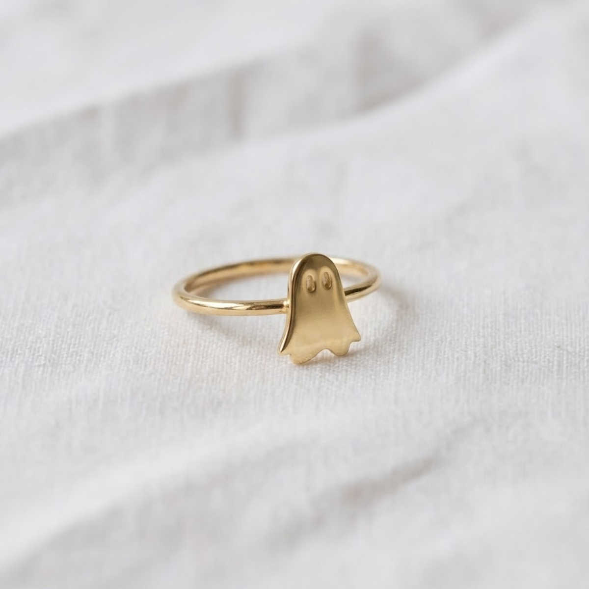 14K Gold Ghost Halloween Ring