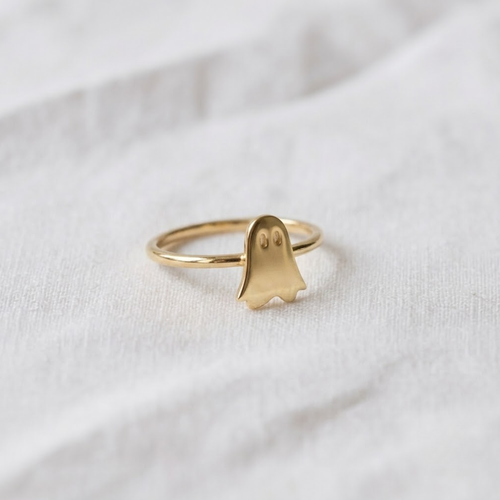 14K Gold Ghost Halloween Ring