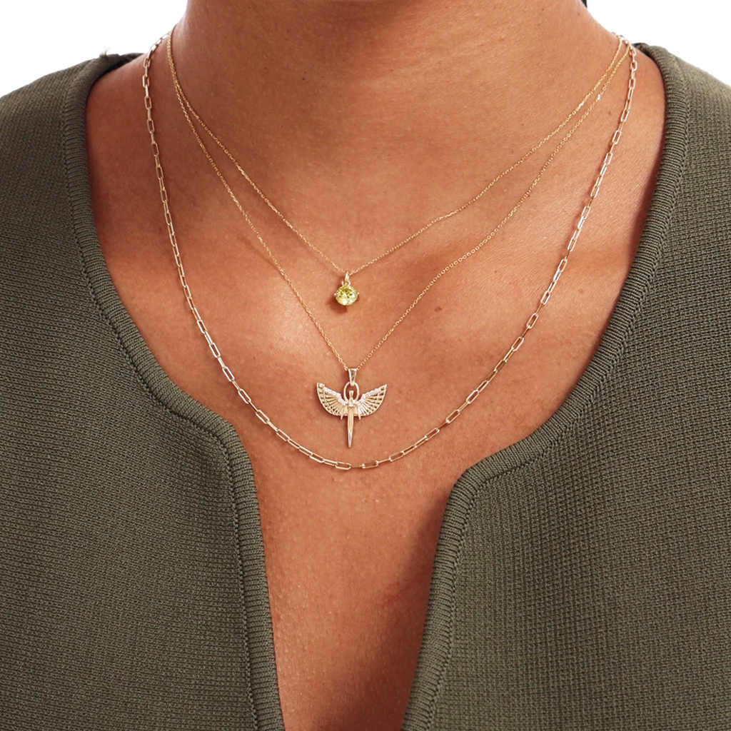 14K Solid Gold Diamond St. Michael Necklace