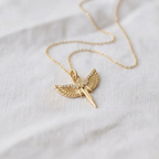 14K Solid Gold Diamond St. Michael Necklace
