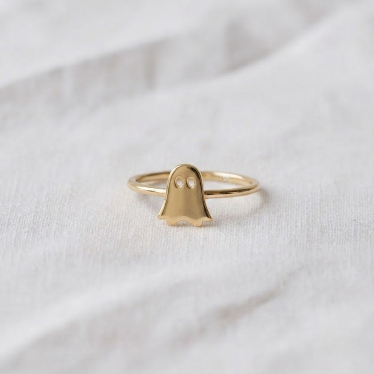 14K Gold Ghost Halloween Ring