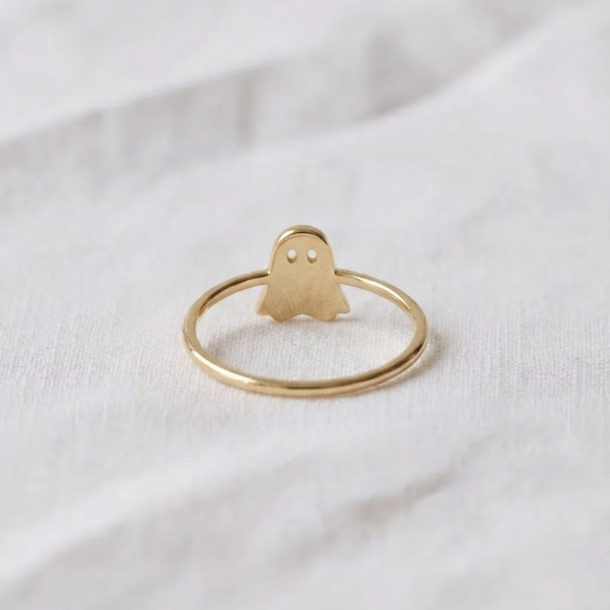 14K Gold Ghost Halloween Ring