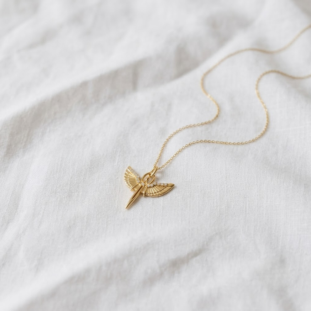 14K Solid Gold Diamond St. Michael Necklace