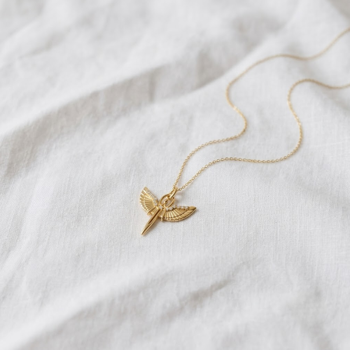 14K Solid Gold Diamond St. Michael Necklace