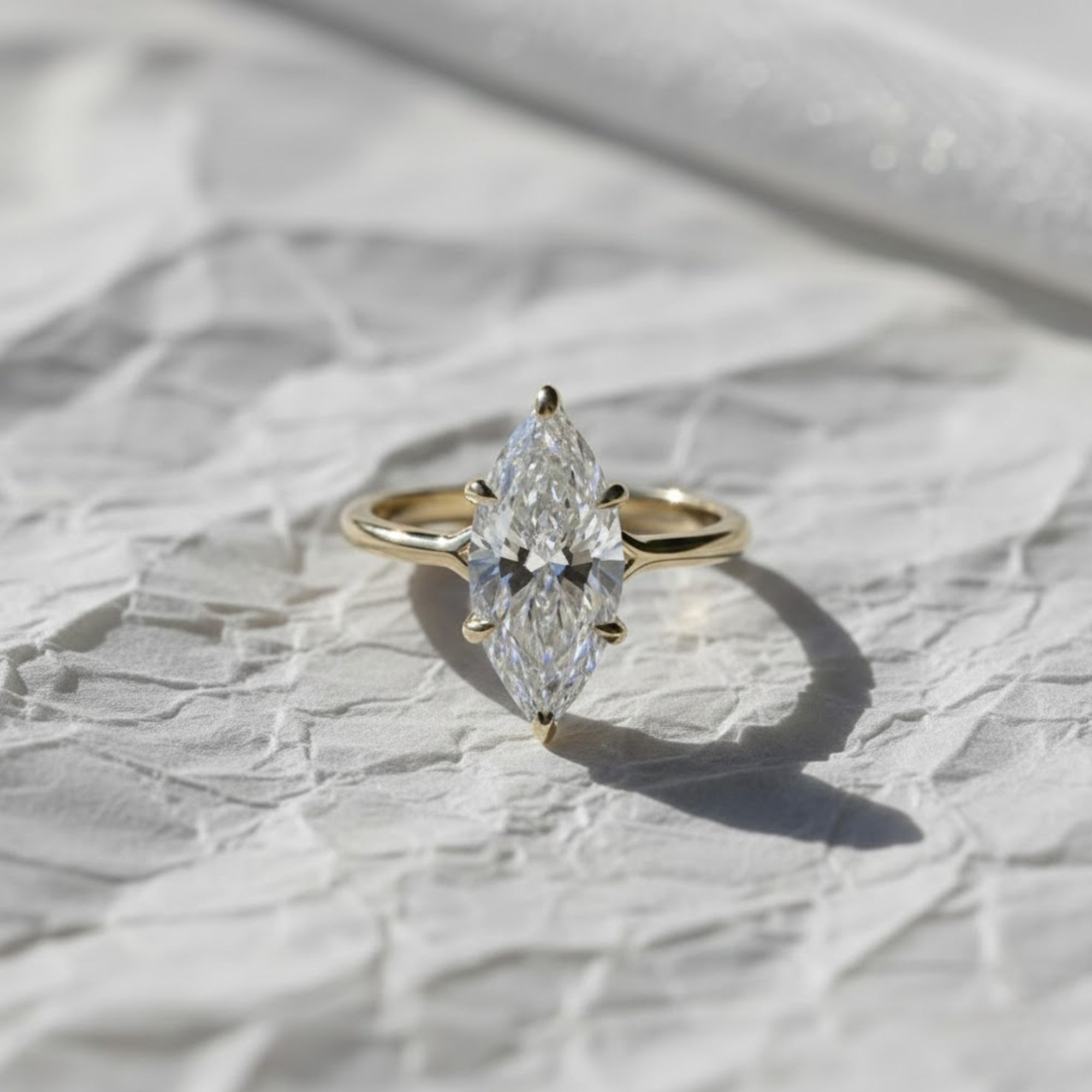 Marquise Cut Lab Grown Diamond Solitaire Ring, 1 CT to 4 CT Marquise Diamond Engagement Ring, Wedding Ring Gift For Women