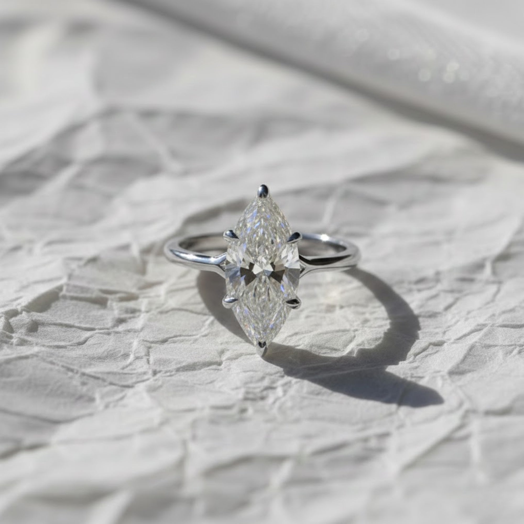 Marquise Cut Lab Grown Diamond Solitaire Ring, 1 CT to 4 CT Marquise Diamond Engagement Ring, Wedding Ring Gift For Women